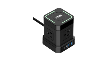 Uncaged Ergonomics Cube Wireless Charger Surge Protector Power Strip with USB Ports (Black)